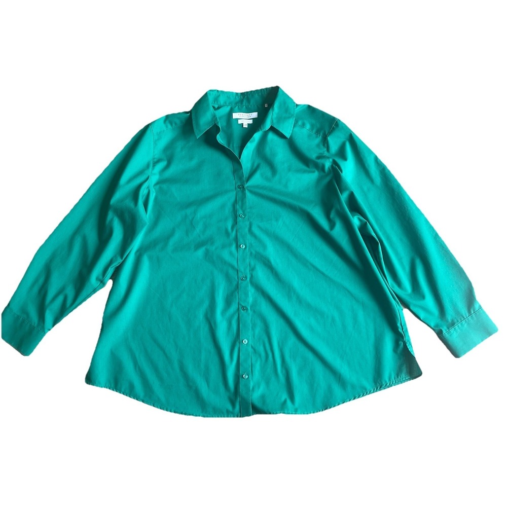 Foxcroft  Wrinkle Free Shirt Womens 22W Kelly Green Shaped Fit Classic Preppy